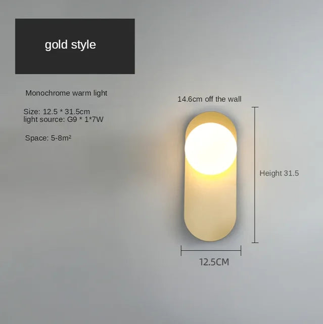 GildedGlimmer - Glaskugel Moderne Led Wandlampe