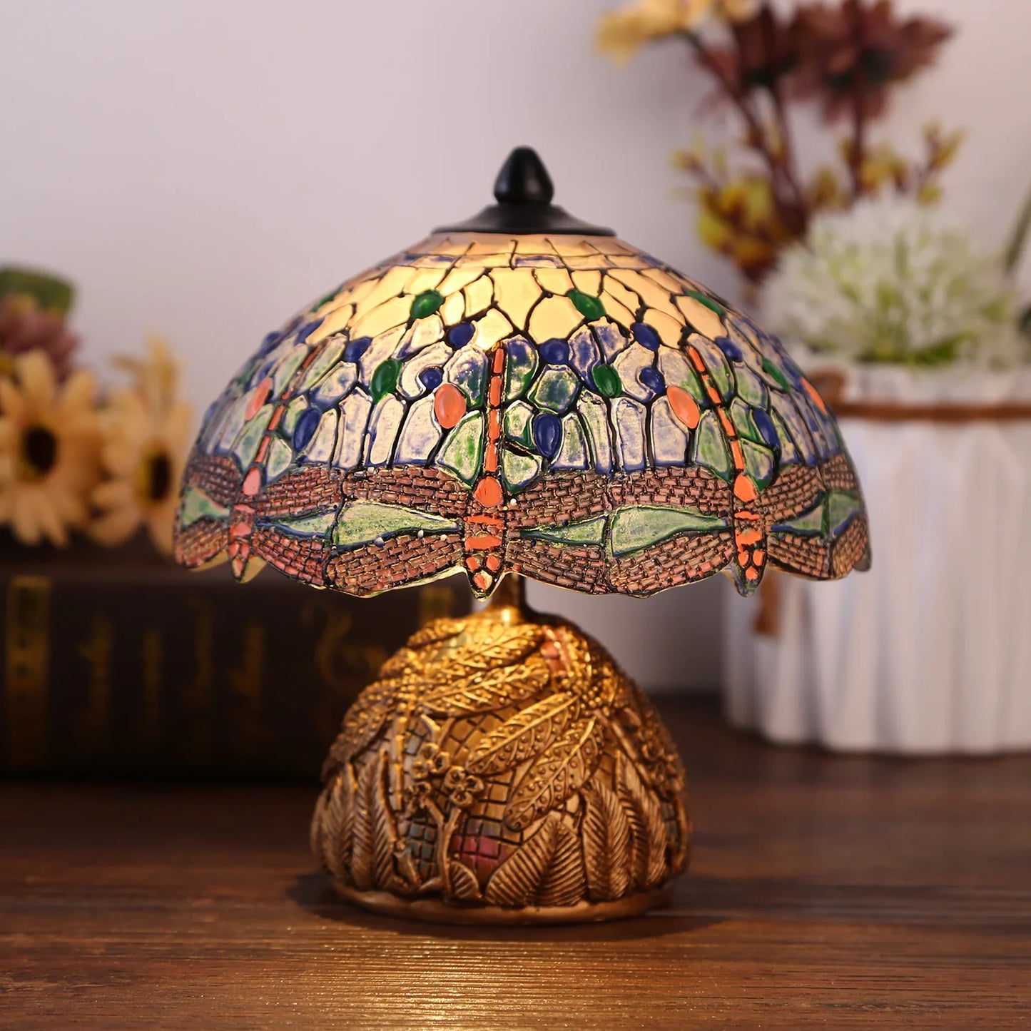 LuxeVintage - Libelle Glasmalerei Lampe