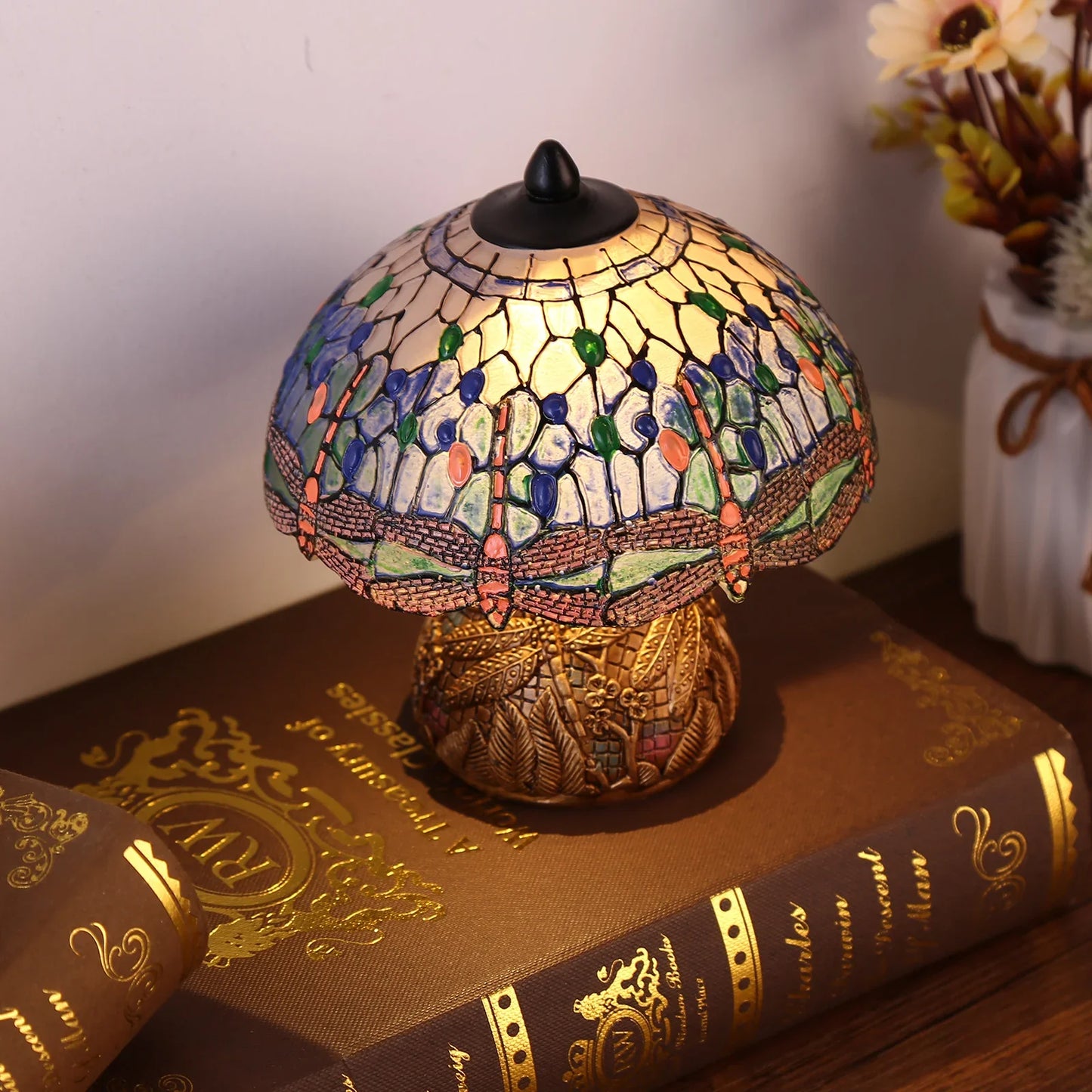 LuxeVintage - Libelle Glasmalerei Lampe