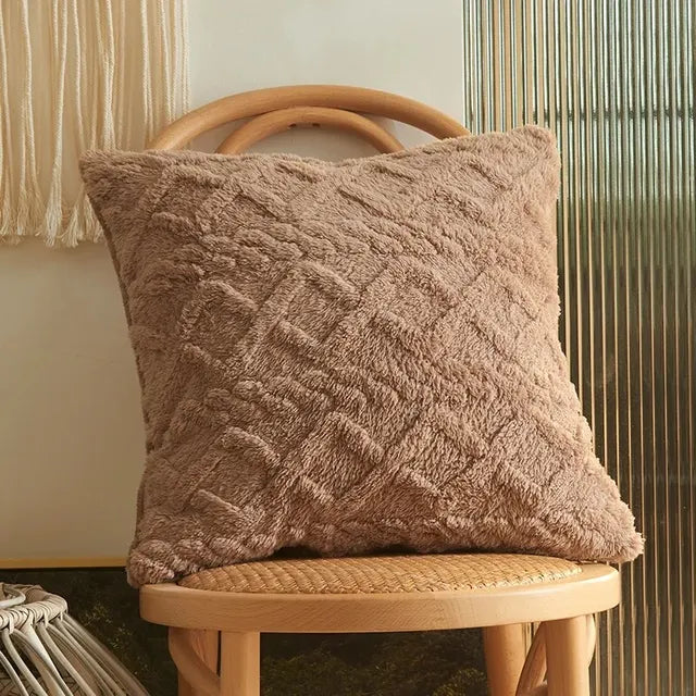 RetroGlow - Gestrickter Plüsch-Kissenbezug
